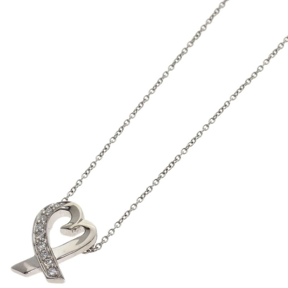TIFFANY 18k Silver Diamond Heart Necklace